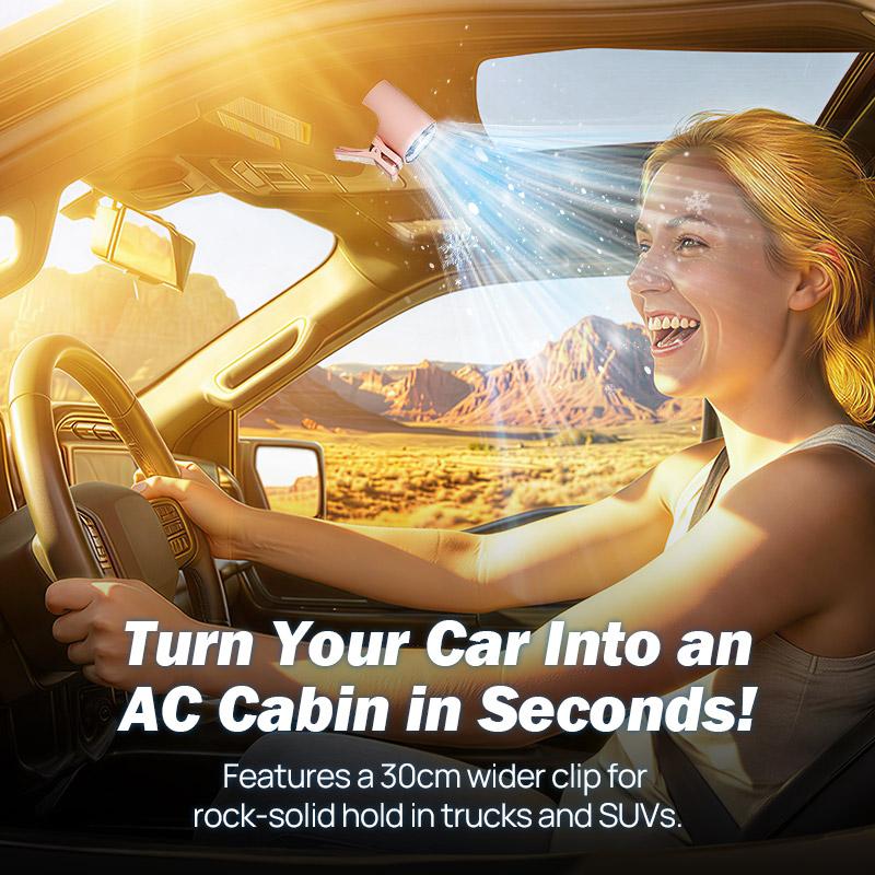 Joytutus Summervibes-2026 Clip-On Vehicle Fan, Vehicle Accessories, Auto Accessories, 360° Rotatable, 100 Adjustable Speeds, LED Display, USB Rechargeable, 16℃ Semi-Cooling, 20Hr 3000mAh Battery, Portable Personal Cooling Device
