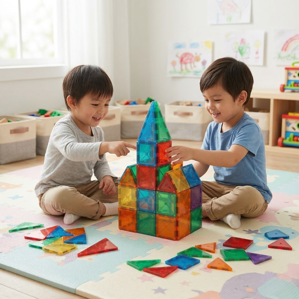 MAGNA-TILES Combo 62-Piece Magnetic Construction Set The Original Magnetic Building Brand