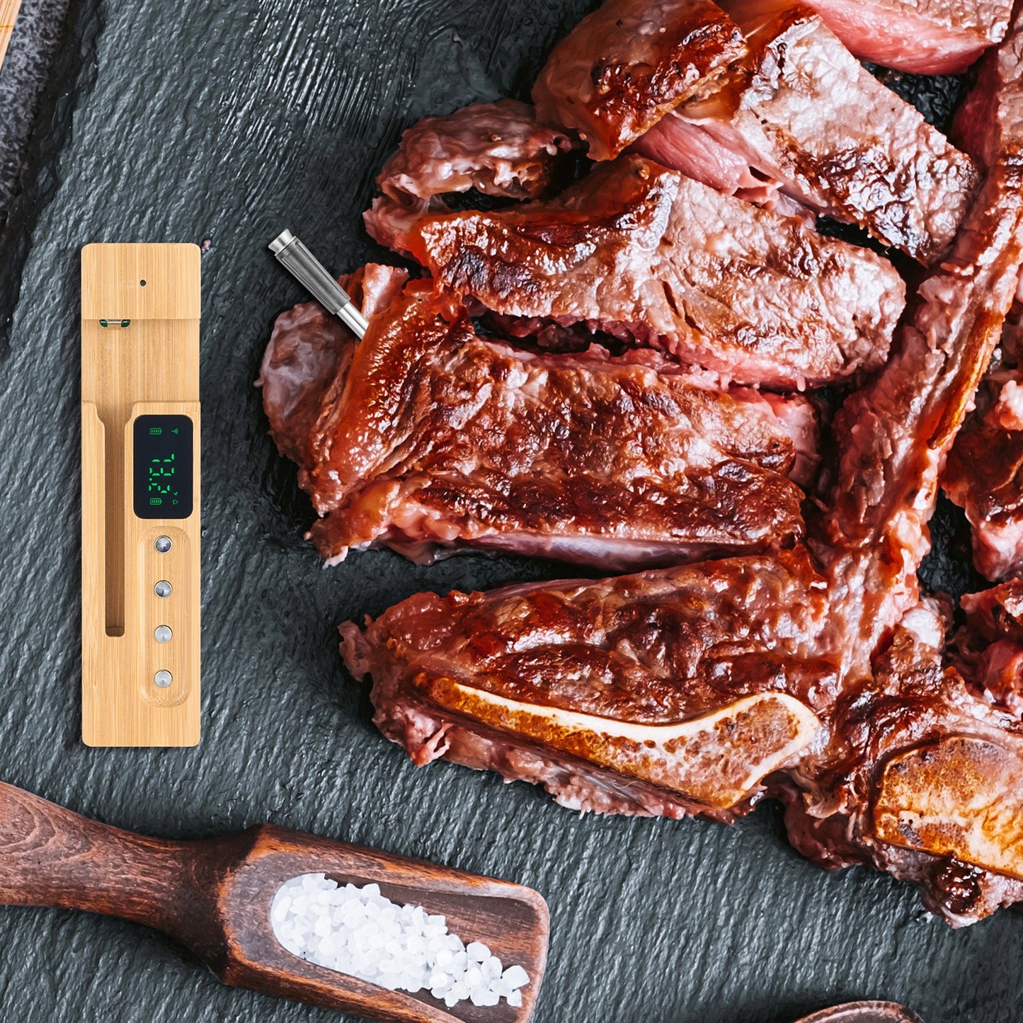 VEVOR Wireless Meat Thermometer Bluetooth Meat Probe 500 Ft Range For Cooking