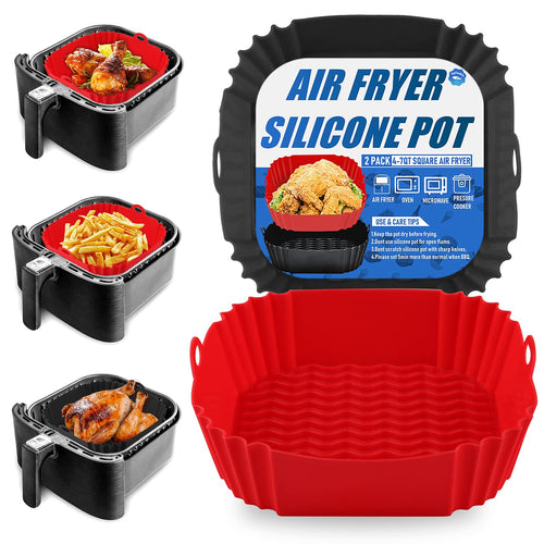 Square Silicone Air Fryer Liners 2-Pack - 8 Inch