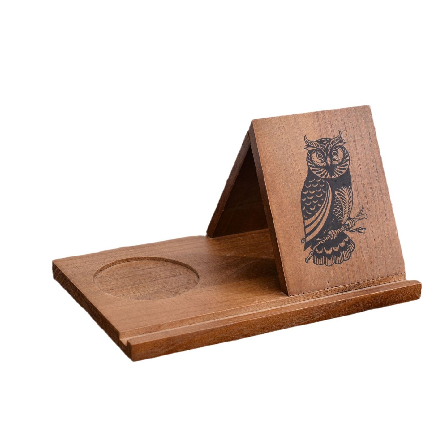 Wooden Triangle Bookmark Rack With Cup Base