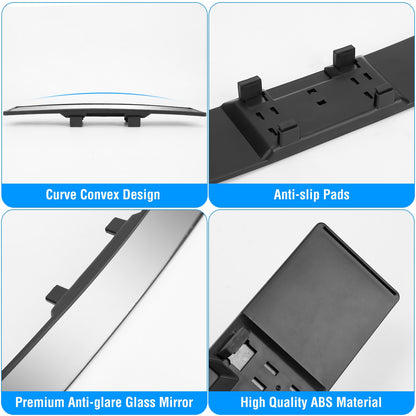 Car Rearview Mirror 11.4in Interior Clip-on Curve Convex Panoramic Anti-glare Rear View Mirrors With Wide Viewing Range For Cars SUVs Trucks Vehicles