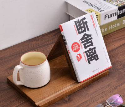 Wooden Triangle Bookmark Rack With Cup Base
