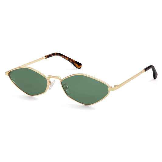 SOJOS Retro Small Polarized Sunglasses Womens Mens Vintage Narrow Irregular Shades UV400 SJ1233 with Gold/Green Lens