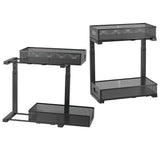 2Pcs Under Sink Organizer 2 Tier Pull Out Cabinet Baskets Storage Shelf Sliding Storage Drawers Rack With 5 Adjustable Height Mesh Baskets For Home Kitchen Bathroom Office