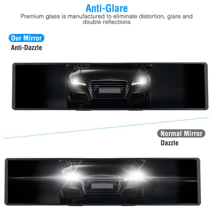 Car Rearview Mirror 11.4in Interior Clip-on Curve Convex Panoramic Anti-glare Rear View Mirrors With Wide Viewing Range For Cars SUVs Trucks Vehicles