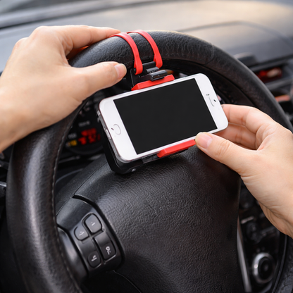 2PCS Adjust Car Steering Wheel Mobile Phone Holder Universal Cellphone Stand Mount Car Steering Wheel Bike Clip Mount Holder Mobile Phone GPS Stand