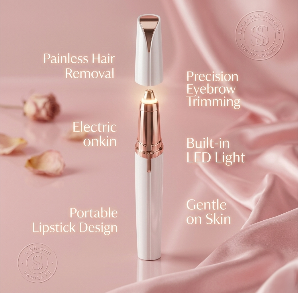 Mini Electric Eyebrow Trimmer Lipstick Brows Pen Hair Remover Painless Razor Epilator with LED Light