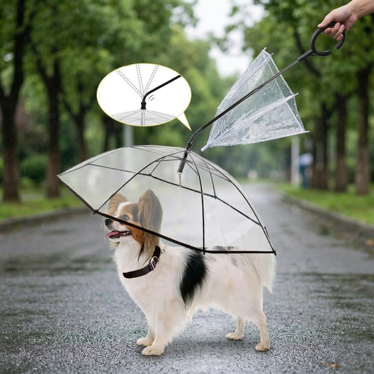 Enjoying Pet Umbrella Leash Rainproof Snowproof Walking Dog Leash Umbrella for Small Dogs Adjustable Dog Umbrella Clear(Chain)