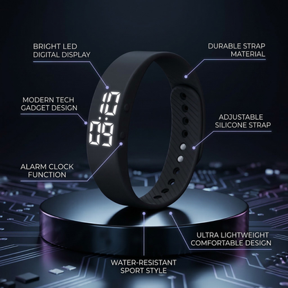Mikikit Mens Wrist Wristwatch Bracelet Men Silicone Simple Sport Digital Watch Adjustable Smartwatch Men’s Watches for Strap LED Black Electronic Digital Alarm Clock