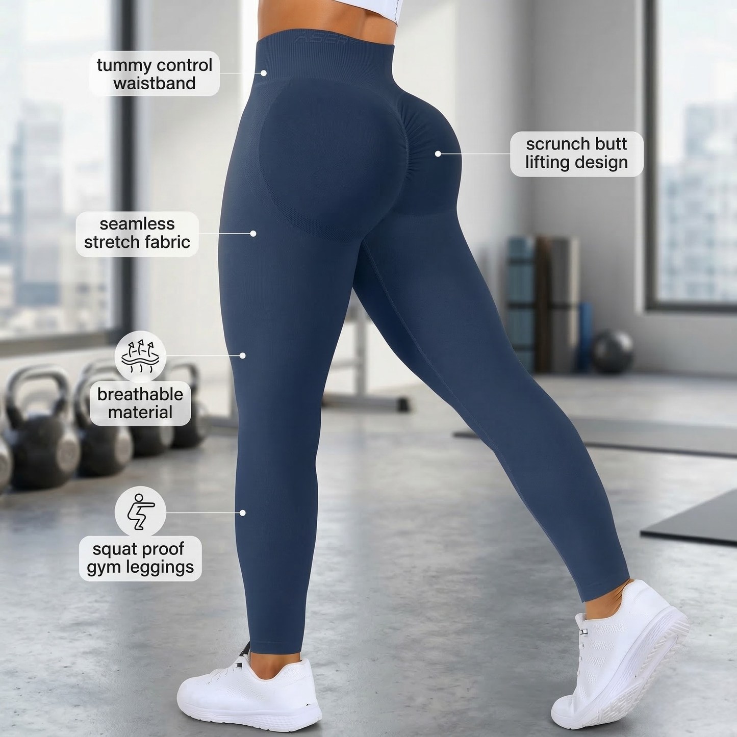 ASERAY Impact Seamless Leggings Scrunch Butt Lifting Leggings for Women Gym Workout Legging for Women Tummy Control Yoga Pant