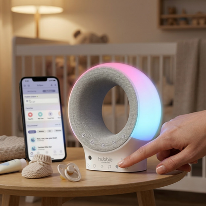 Hubble Eclipse Soother Kids & Baby Audio Monitor 7-Color Night Light Speaker with Calming Music & Sleep Tracks Baby White Noise Machine Sleep Trainer with Wi-Fi Connectivity