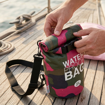 ALVABABY 2L Waterproof Dry Bag with Reusable Wet Dry Bag Multifunctional with Adjustable Straps Roll-Top Closure for Water Sports Boating Kayaking Swimming and Beach 2WFL01