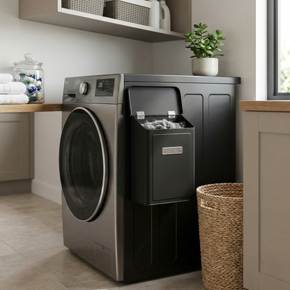 Magnetic Lint Bin For Laundry Room | Modern Farmhouse Laundry Lint Bin | Lint Trash Can For Laundry Room | Black Lint Bin For Laundry Room Magnetic | Space Saving Storage Laundry Bin with Lid (black)