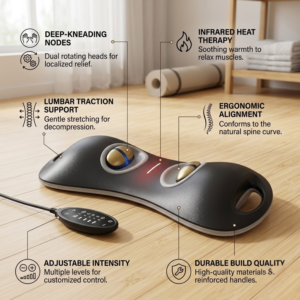 New Kneading Electric Lumbar Heat Traction Back Massager Lumbar Massage Back Stretcher