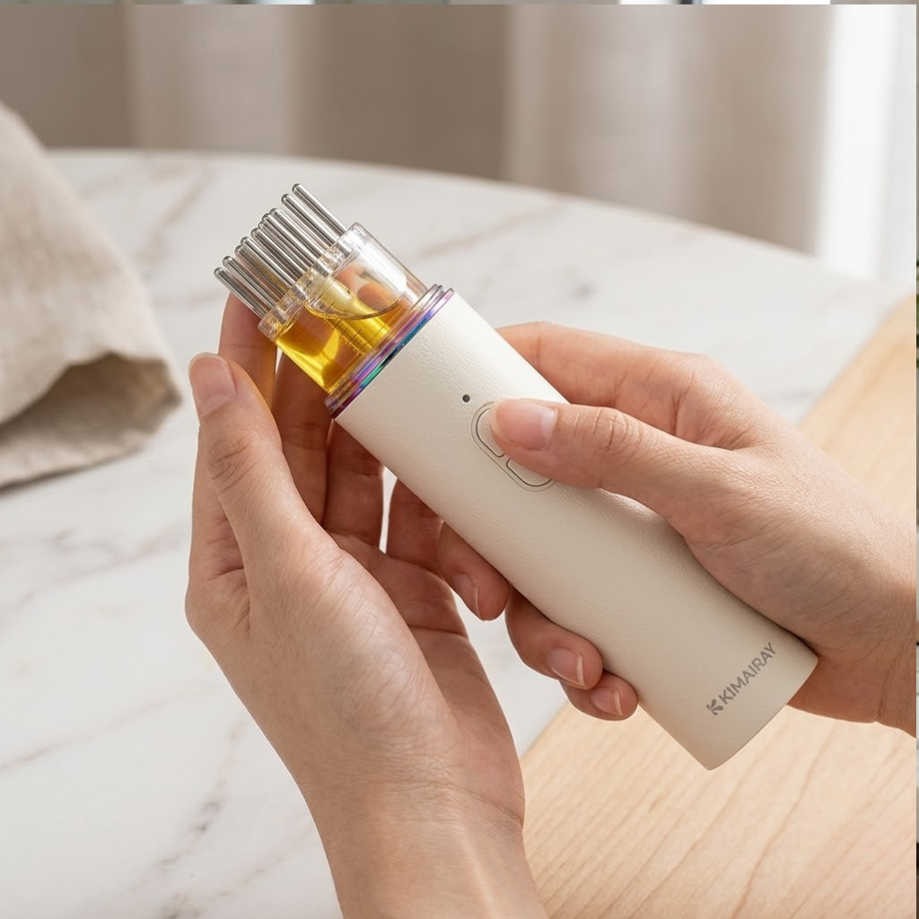 Electric Hair Oil Applicator and Scalp Massager 2 in 1 Latest Scalp Oil Applicator for ALL Hair Essential Oil Serum Electric Quantitative Oil Dispensing Brush Handheld Hair Oil Dispenser Comb