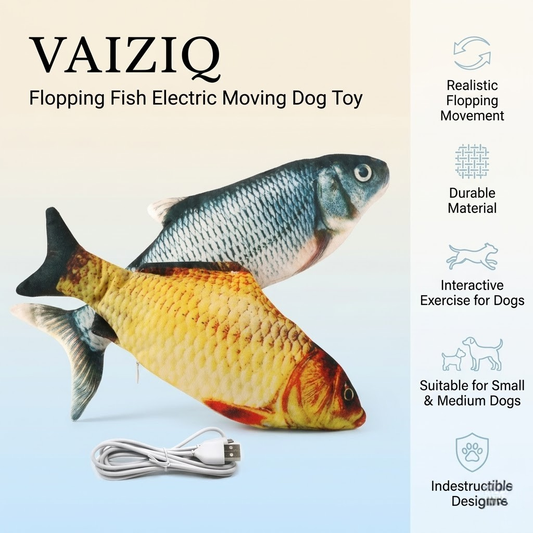 VAIZIQ Flopping Fish Electric Moving Dog Fish Toy，Realistic Flopping Fish Rocking Dog Toy，Indestructible Dog Toys Interactive Pet Toys for Dog Exercise，Small and Medium Dog Floppy Fish Dog Chew Toy