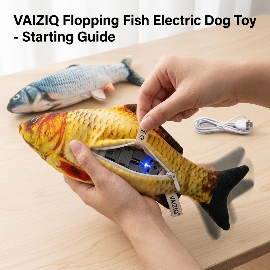 VAIZIQ Flopping Fish Electric Moving Dog Fish Toy，Realistic Flopping Fish Rocking Dog Toy，Indestructible Dog Toys Interactive Pet Toys for Dog Exercise，Small and Medium Dog Floppy Fish Dog Chew Toy