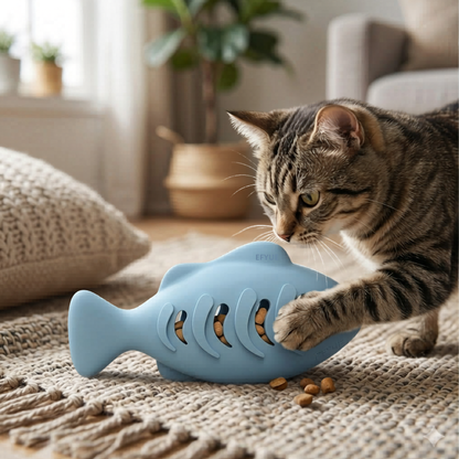 EFYUE Cat Toys for Indoor Cats Interactive Cat Toy Food Dispenser Feeder Treat Dispensing Can be Stuffed with Cat Treats Catnip (blue)