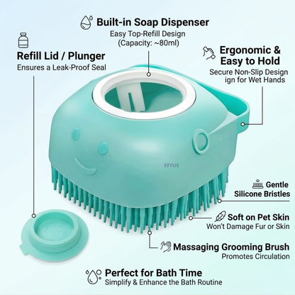 Generic Pet Dog Bath Brush Gentle Soap Dispenser Massaging Bath Grooming Soft Silicone(Blue)