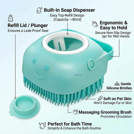 Generic Pet Dog Bath Brush Gentle Soap Dispenser Massaging Bath Grooming Soft Silicone(Blue)