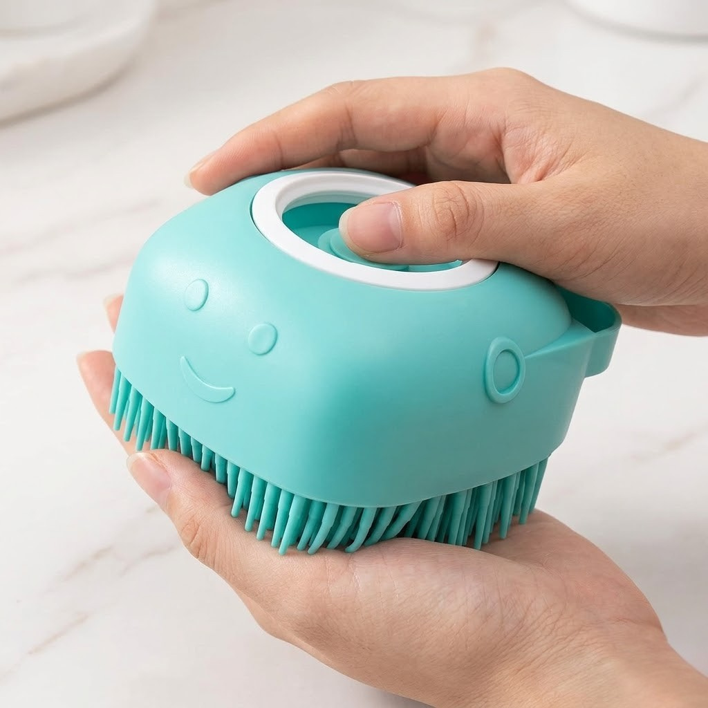 Generic Pet Dog Bath Brush Gentle Soap Dispenser Massaging Bath Grooming Soft Silicone(Blue)