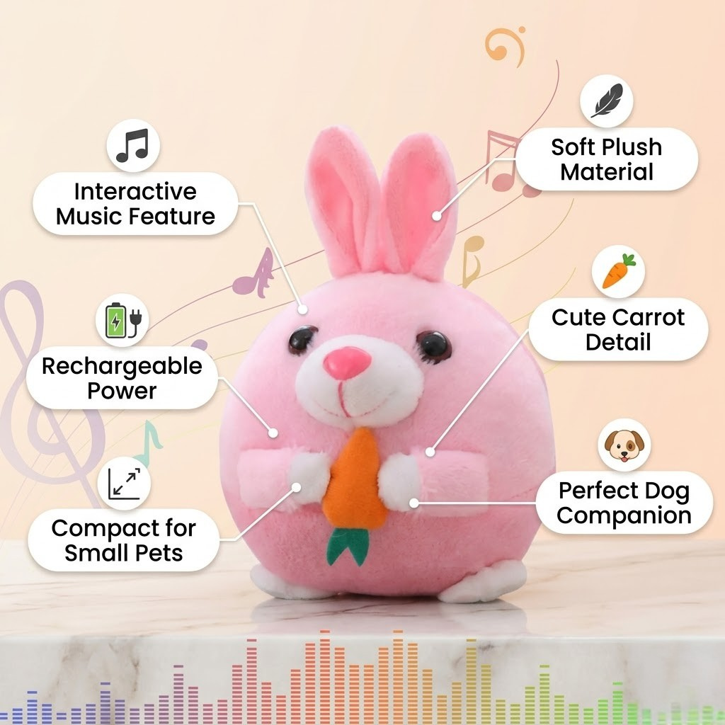 YAWOTA Active Moving Pet Plush Toy 2024 Upgrade Interactive Electronic Dog Toy Squeaky Mobile Dog Ball Toy Interactive Dog Ball Mobile Dog Toy with Recording and Music Mode Dog Pet Toy (Rabbit)