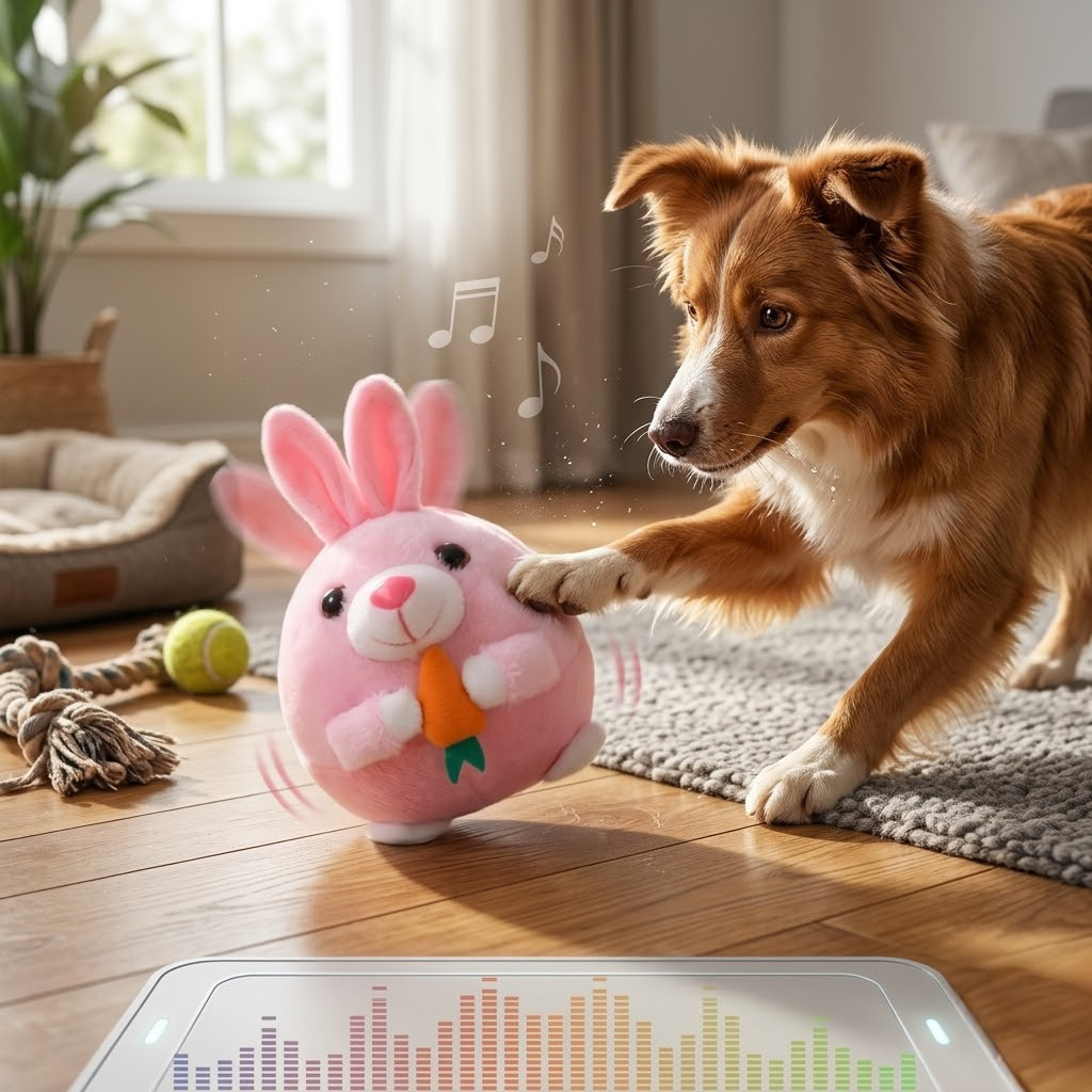 YAWOTA Active Moving Pet Plush Toy 2024 Upgrade Interactive Electronic Dog Toy Squeaky Mobile Dog Ball Toy Interactive Dog Ball Mobile Dog Toy with Recording and Music Mode Dog Pet Toy (Rabbit)