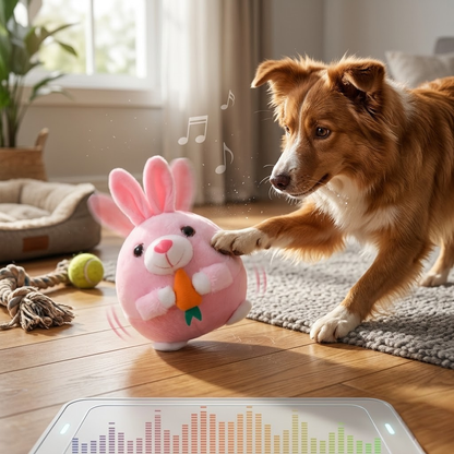 YAWOTA Active Moving Pet Plush Toy 2024 Upgrade Interactive Electronic Dog Toy Squeaky Mobile Dog Ball Toy Interactive Dog Ball Mobile Dog Toy with Recording and Music Mode Dog Pet Toy (Rabbit)