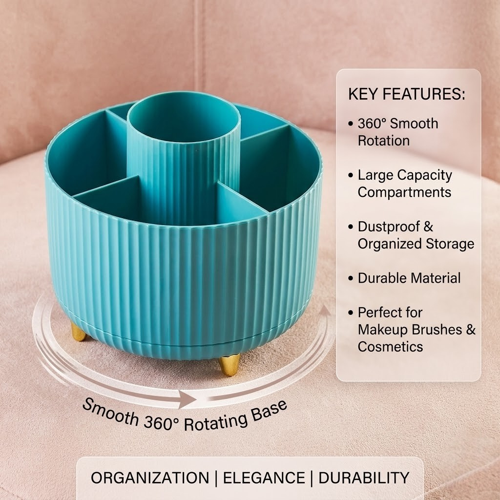 360° Rotating Desktop Makeup Brush Holder
