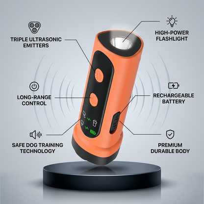 Triple-Core Ultrasonic Dog Repeller High-Power Flashlight Pet Training Device Pet Supplies Anti-Dog Nuisance Deterrent