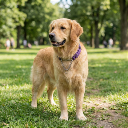 Adjustable Waterproof Martingale Half-Check Stainless Steel Chain Training Dog Collar (XL: 22"-26" Purple)