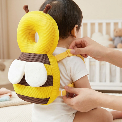 Baby Head ProtectorInfant Fall Protection Baby Head Protector Cushion Backpack with Baby Knee Pads Anti Slip Socks for Walking & Crawling (Yellow Bees)