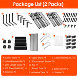 2Pcs Under Sink Organizer 2 Tier Pull Out Cabinet Baskets Storage Shelf Sliding Storage Drawers Rack With 5 Adjustable Height Mesh Baskets For Home Kitchen Bathroom Office