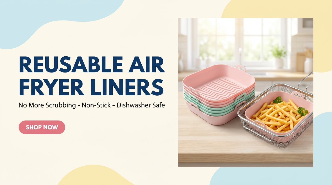 Reusable Air Fryer Liners - No More Scrubbing, Non-Stick, Dishwasher Safe