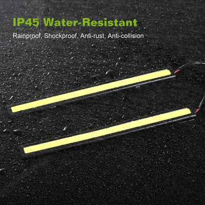 2Pcs LED Daytime Running Lights Car LED COB DRL Fog Lights IP45 Waterproof LED Strip Fog Day Driving Lamp Sticker For 12V Car Interior Exterior Use