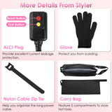 1Pc 6 In 1 Hot Air Styler Volumizer Straightener Curler Dryer Automatic Wrap Styler Hair Dryer Brush Set With 3 Temp Settings ALCI Plug Glove Cable Zip Tie