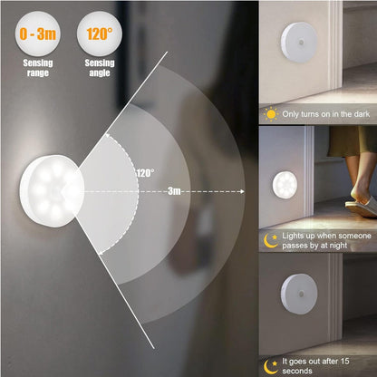 6 Pcs Under Cabinet Lights 16 LEDs Wireless Motion Sensor Light Puck Light, 3 Color Temps Dimmable 3000-6000K, Rechargeable Closet Lights For Cabinet, Closet, Kitchen, Hallway, Stairs