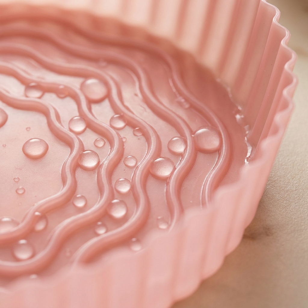 Close-up of non-stick wavy silicone texture, easy to clean
