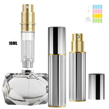 Squway 1PCS 10ml Travel Perfume Atomizer Refillable Bottom-Filling Portable Fragrances Cologne Spray Bottle Empty 0.34oz Travel Sprayer Perfume for Women Men Gift (Silver)
