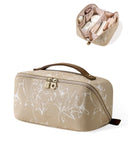 EACHY Travel Makeup BagLarge Capacity Cosmetic Bags for WomenWaterproof Portable Pouch Open Flat Toiletry Bag Pattern Makeup Bag AB-Brown Medium