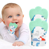 2Pack Silicone Teething Mitt Soothing Infant Teething Mitten Pain Relief Prevent Scratches Glove Safe Silicone Teething Toys for 0-12 Months